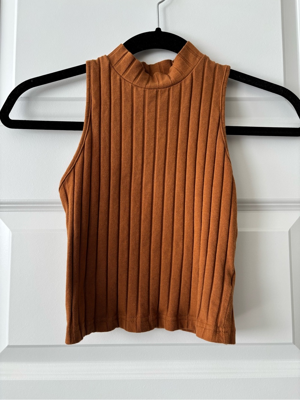 SHEIN M Rust Ribbed Sleeveless Mockneck Top Knit Casual Size M
